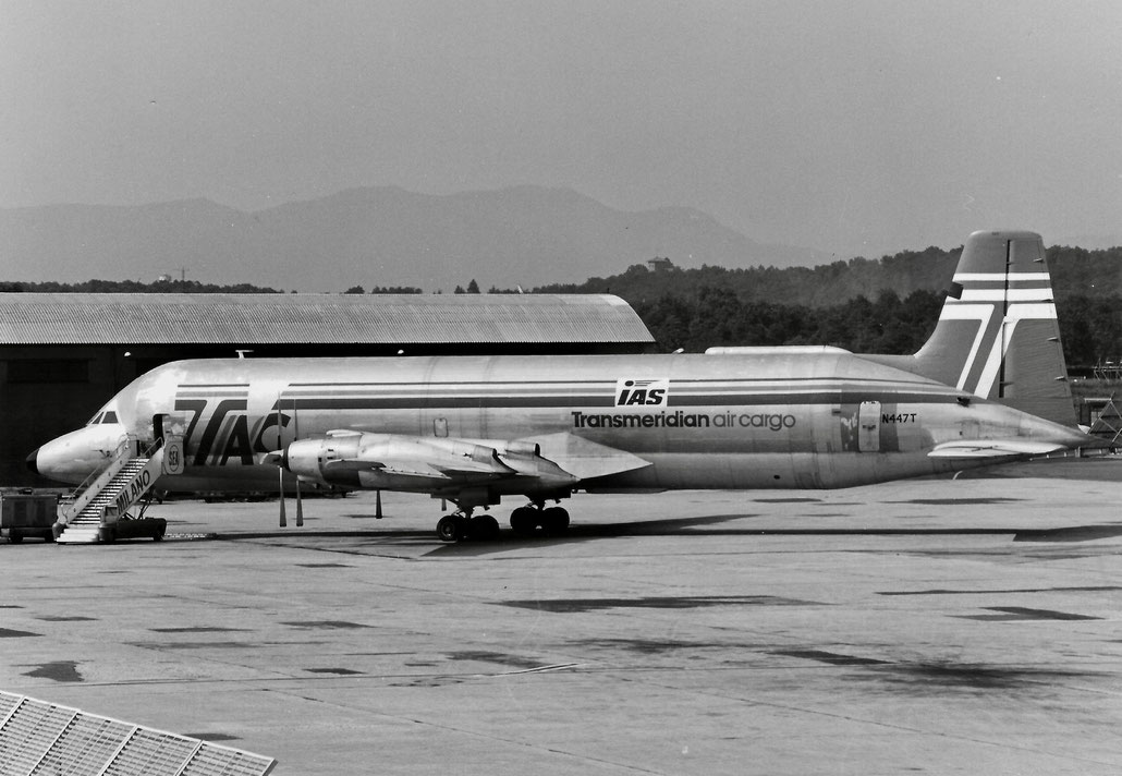 N447FT Canadair CL-44-O Conroy Skymonster 16  RR Tyne 515/50  Transmeridian Air Cargo 1961 © collezione Maurizio Noè p.g.c. - Piti Spotter Club Verona