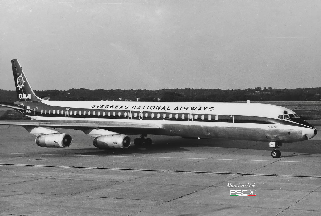 N864F "Serene" Douglas DC-8-63CF 46087 454 JT3D-7 s3 Overseas National Airways (ONA) 1969 © collezione Maurizio Noè p.g.c. - Piti Spotter Club Verona