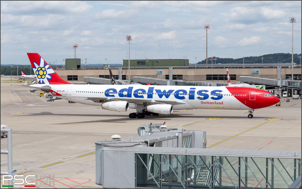HB-JMF A340-313E 561 Edelweiss Air @ Zurich 07.2023 © Piti Spotter Club Verona