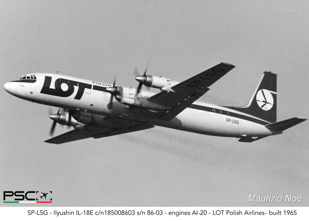 SP-LSG Ilyushin IL-18E 185008603 86-03 AI-20 LOT Polish Airlines 1965 @ Milano Malpensa © collezione Maurizio Noè - Piti Spotter Club Verona