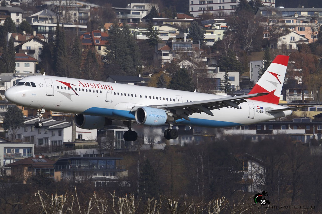 OE-LBF A321-211 1458 Austrian Airlines @ Innsbruck Airport 09.01.2016 © Piti Spotter Club Verona