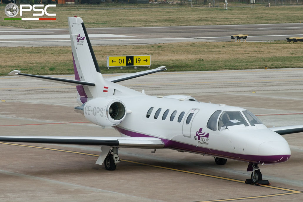 OE-GPS Ce550 Bravo 550-0837 Tyrol Air Ambulance @ Aeroporto di Bolzano © Piti Spotter Club Verona