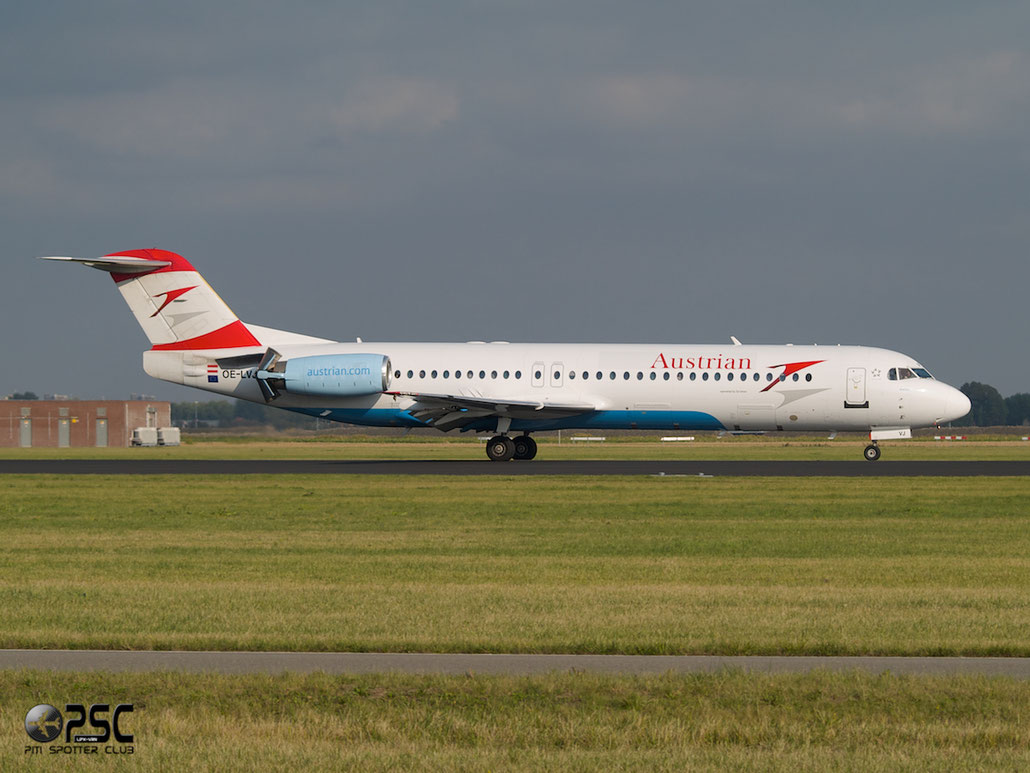 OE-LVJ Fokker 100 11359 Austrian Airlines @ Amsterdam Airport 20.09.2013 © Piti Spotter Club Verona