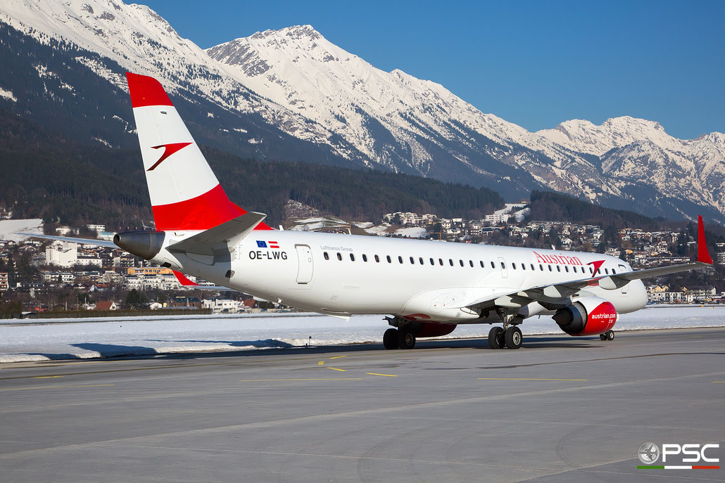 OE-LWG ERJ195LR 19000464 Austrian Airlines @ Innsbruck Airport 27.01.2018 © Piti Spotter Club Verona