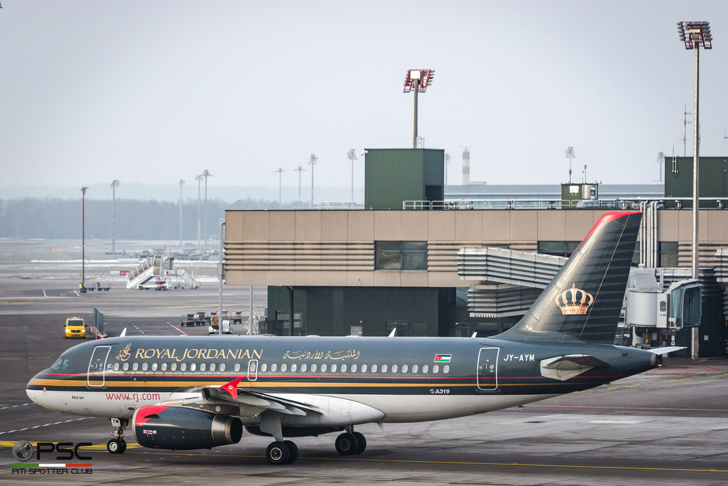 JY-AYM A319-132 3685 Royal Jordanian @ Zurich Airport 21.01.2017 © Piti Spotter Club Verona