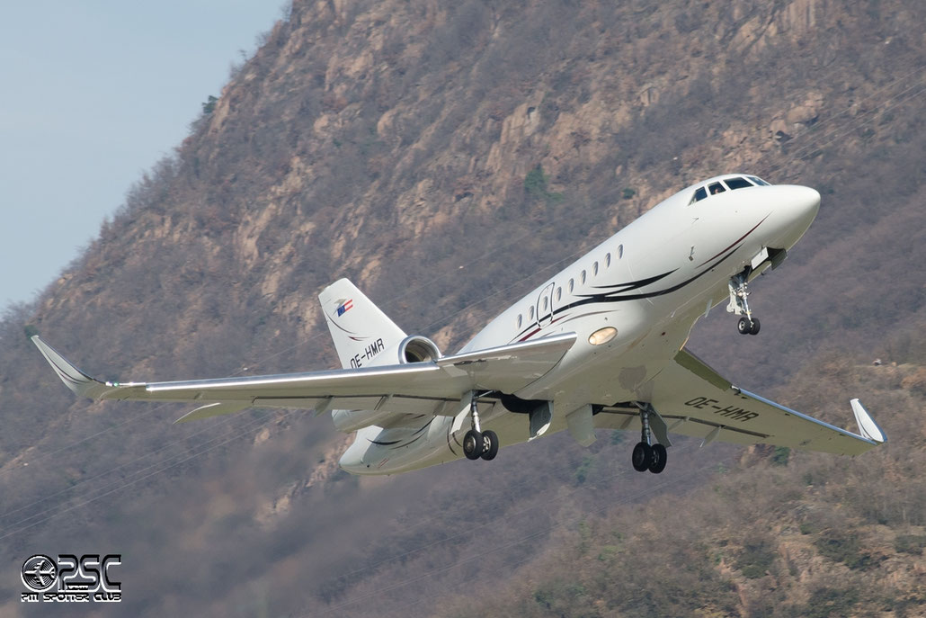 OE-HMR Falcon2000LX 152 Tupack Verpackungen Cnvd from Falcon2000EX-EASy to Falcon2000LX @ Aeroporto di Bolzano © Piti Spotter Club Verona
