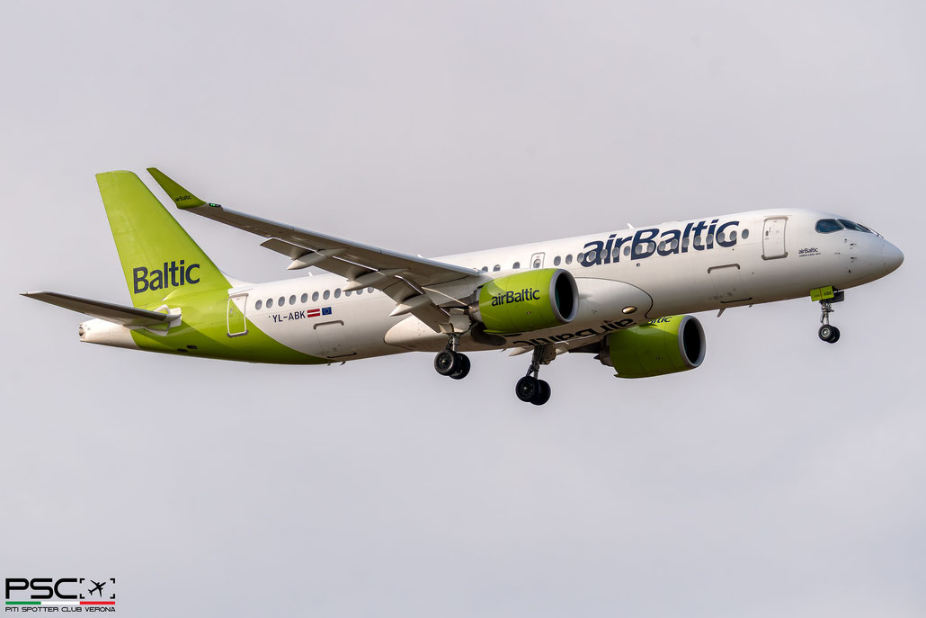 YL-ABK Airbus A220-300 55182  PW1521G-3  airBaltic>Austrian Airlines (GOAL) 2022  @ Verona Villafranca 01 2026 © Piti Spotter Club Verona