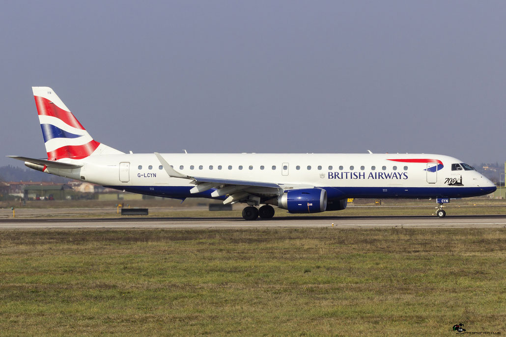 G-LCYN ERJ190SR 19000392 British Airways @ Aeroporto di Verona 10.02.2018  © Piti Spotter Club Verona