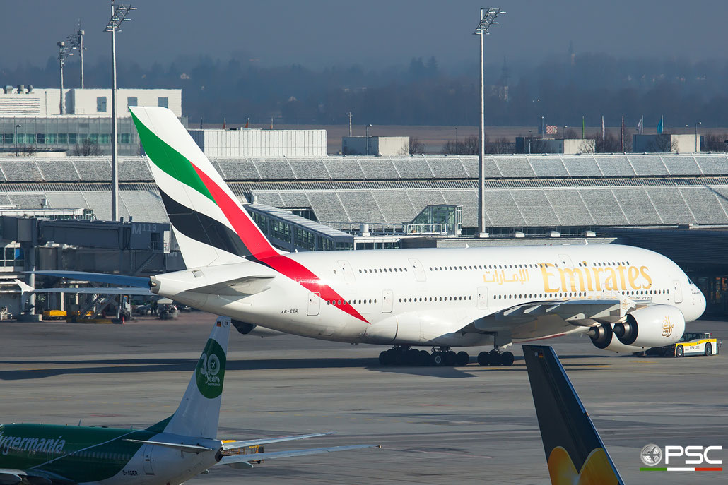 A6-EER A380-861 139 Emirates @ Munich Airport 14.02.2017 © Piti Spotter Club Verona