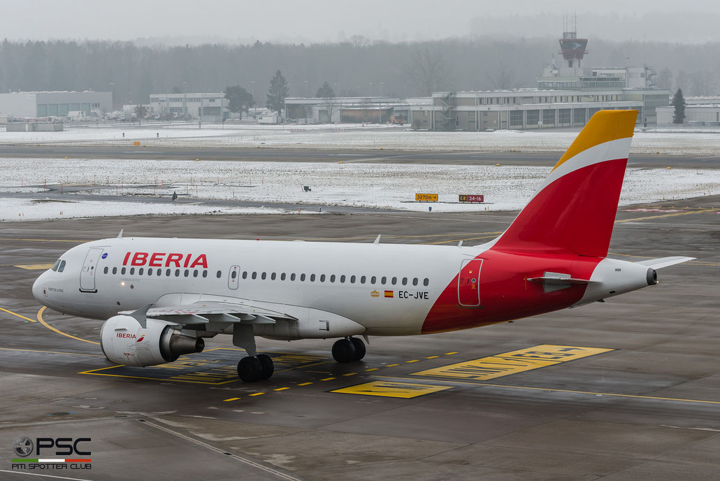 EC-JVE A319-111 2843 Iberia Líneas Aéreas de España @ Zurich Airport 21.01.2017 © Piti Spotter Club Verona