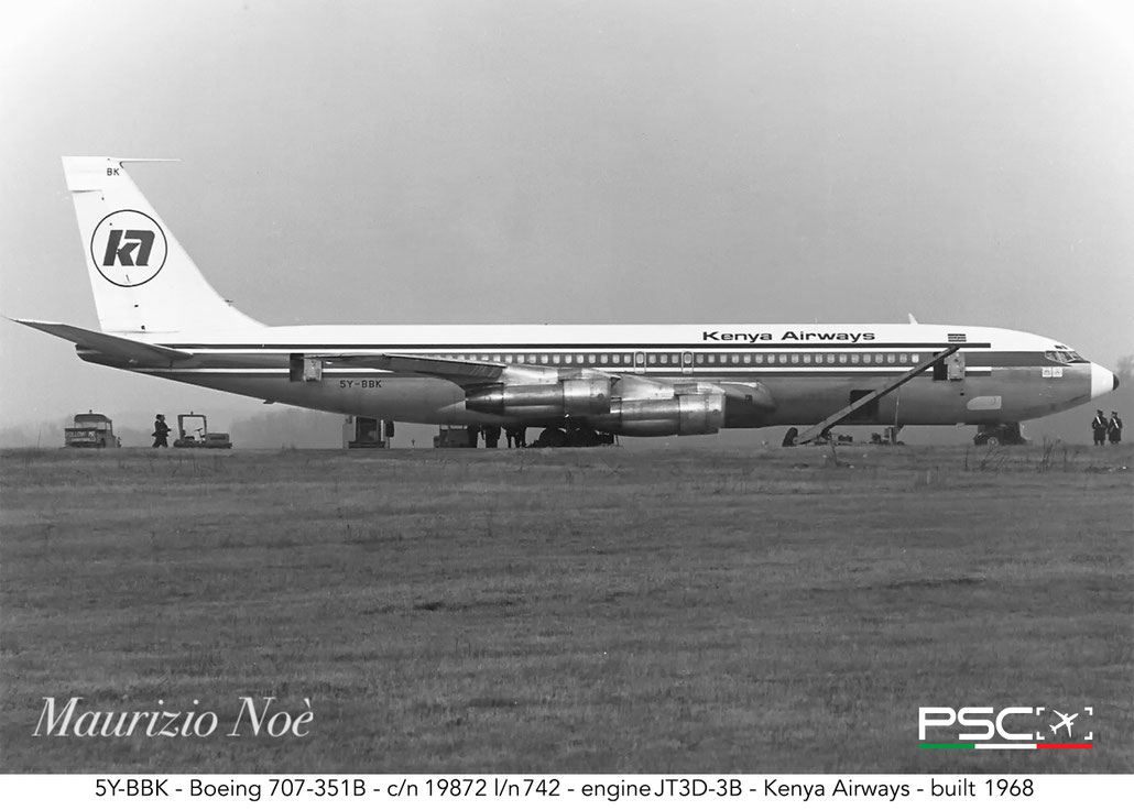 5Y-BBK Boeing 707-351B 19872 742 JT3D-3B  Kenya Airways 1968 @ Milano Malpensa © collezione Maurizio Noè - Piti Spotter Club Verona