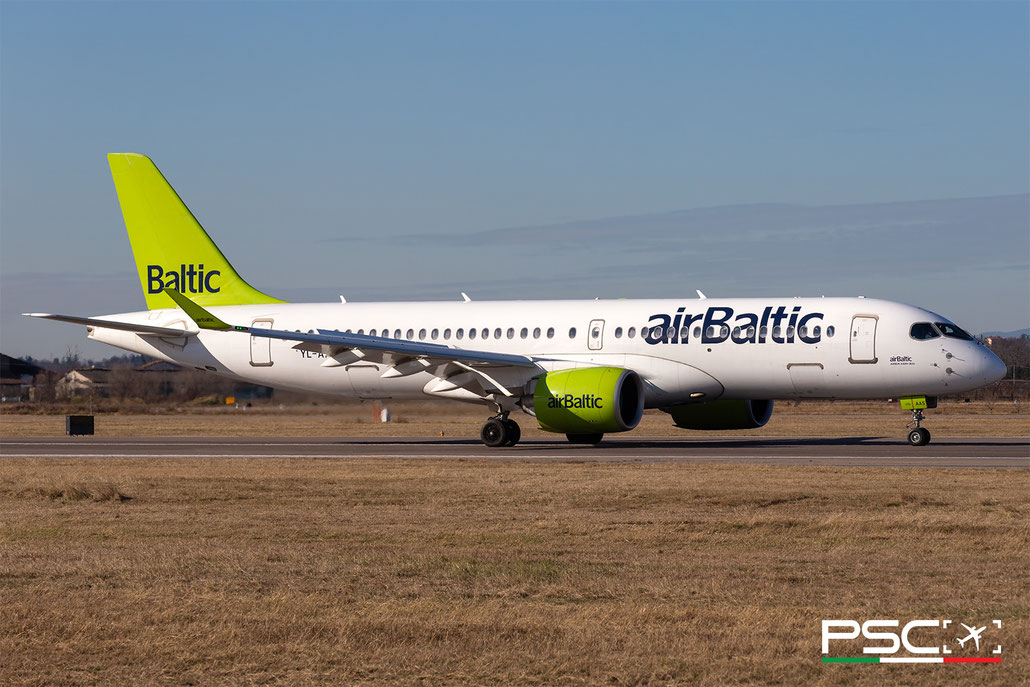 YL-AAS Airbus A220-300 55054  PW1521G-3  Air Baltic (FPG Group) 2019  @ Verona Villafranca 10 2025 © Piti Spotter Club Verona