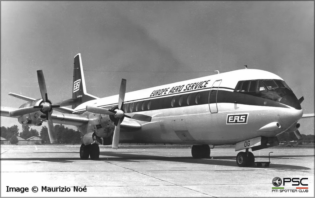 F-BXOG Vickers 952 Vanguard 739  RR Tyne 512  Europe Aero Service 1961 © collezione Maurizio Noè p.g.c. - Piti Spotter Club Verona