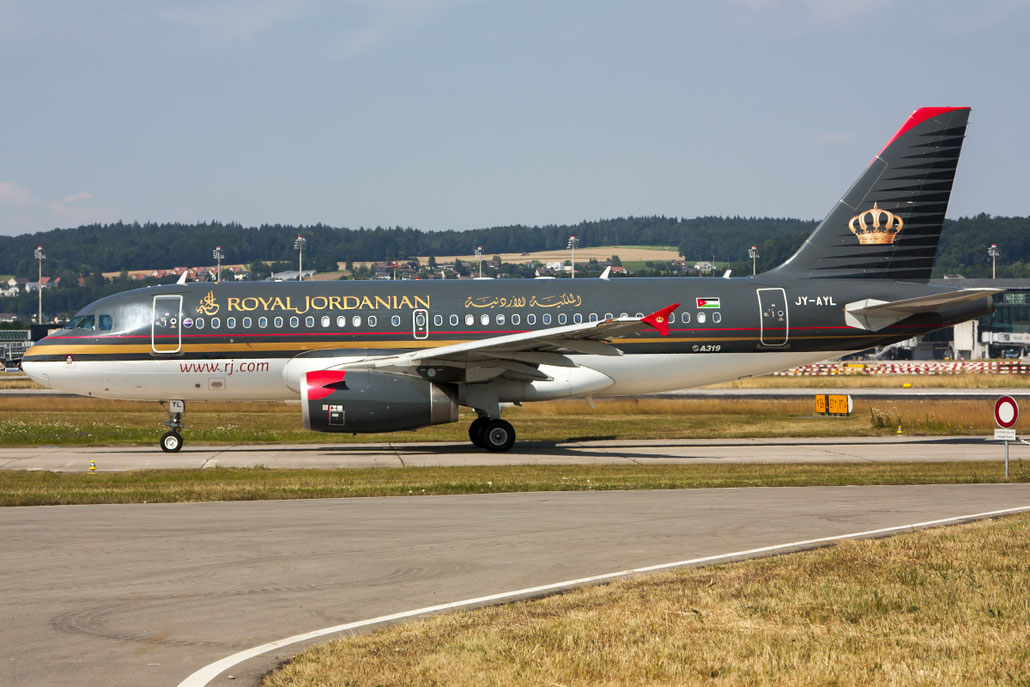 JY-AYL A319-132 3428 Royal Jordanian @ Zurich Airport 20.07.2013 © Piti Spotter Club Verona