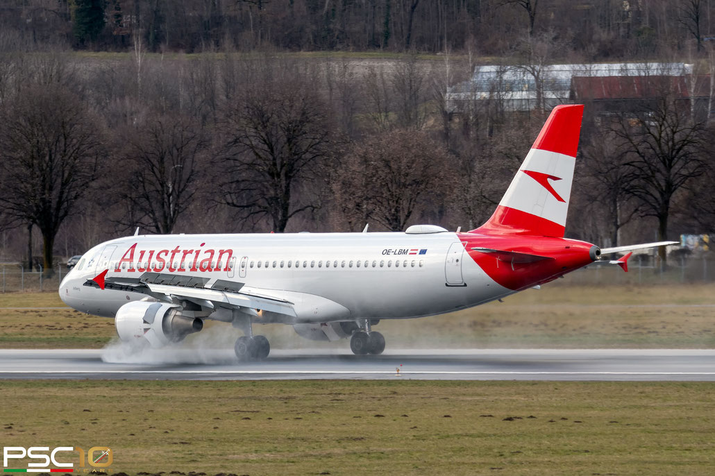 OE-LBM A320-214 1504 Austrian Airlines @ Innsbruck 02.2023 © Piti Spotter Club Verona