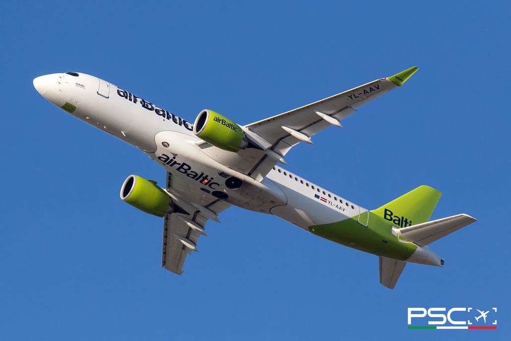 YL-AAV Airbus A220-300 55071  PW1521G-3  Air Baltic (Macquarie AirFinance) 2019  @ Verona Villafranca 10 2025 © Piti Spotter Club Verona