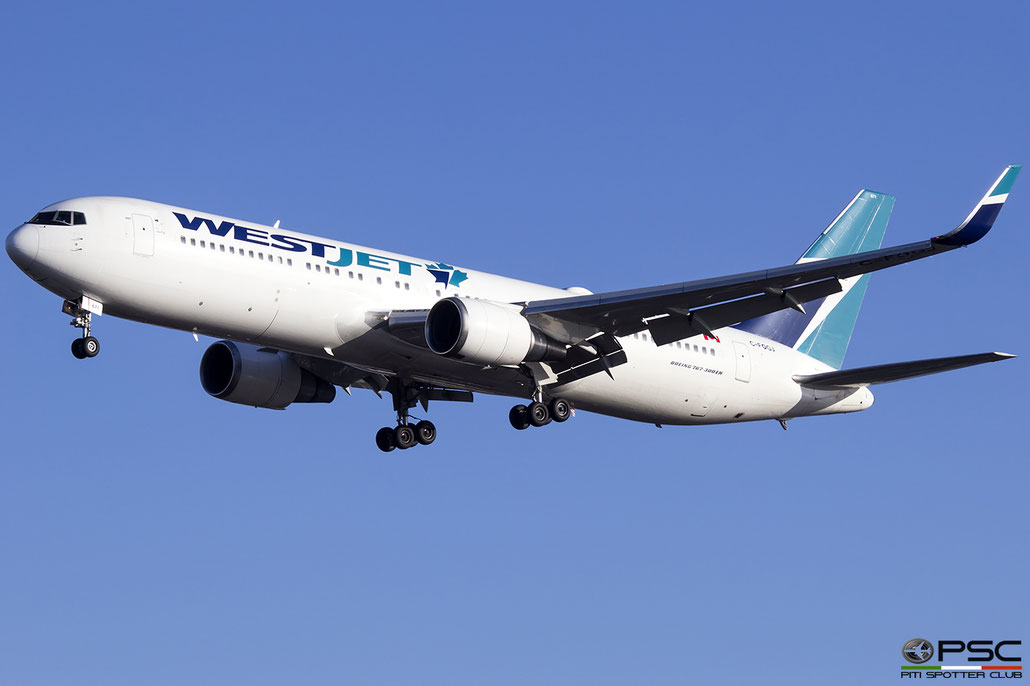 C-FOGJ Boeing 767-338 (ER) 25274 396 CF6-80C2B6  Westjet 1991 @ London Heathrow 02 2019 © Piti Spotter Club Verona