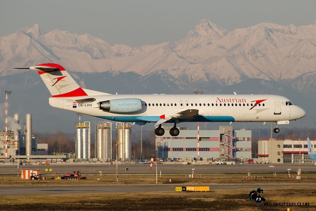 OE-LVH Fokker 100 11456 Austrian Airlines @ Milano Malpensa Airport 22.02.2016 © Piti Spotter Club Verona