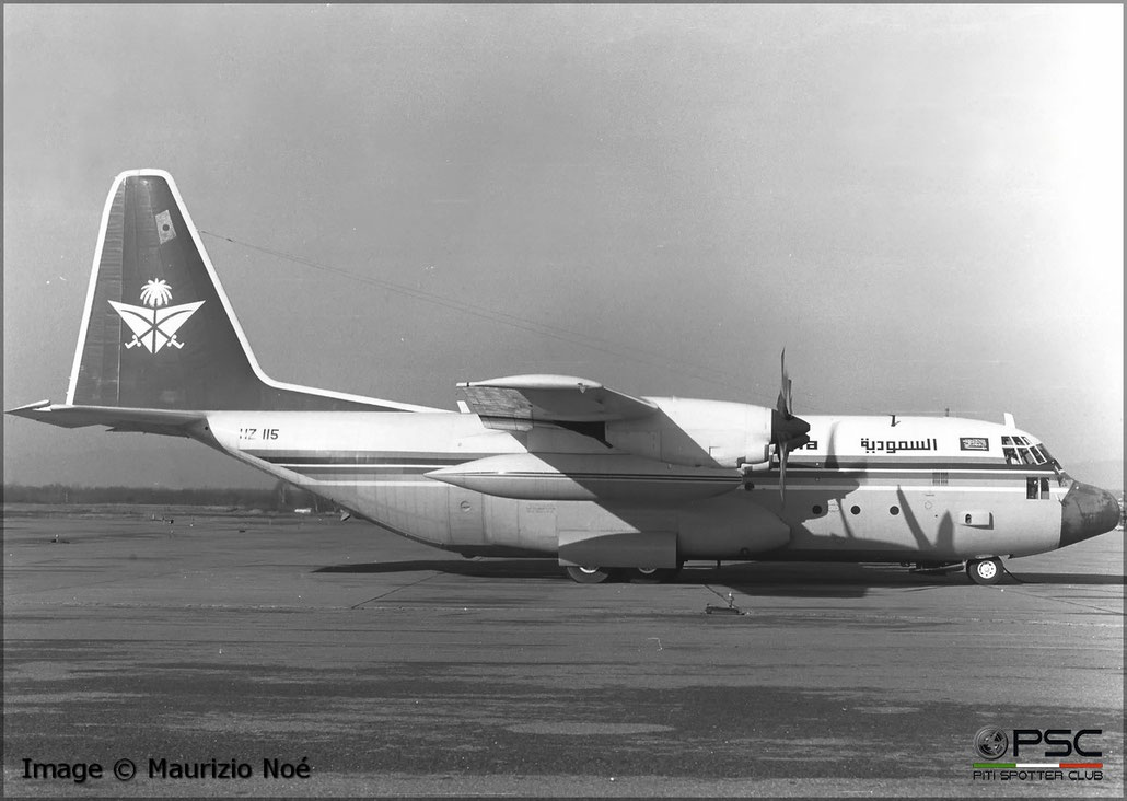HZ-115 Lockheed VC-130H Hercules 4845  T56-A-15  Royal Saudi Air Force 1980 © collezione Maurizio Noè p.g.c. - Piti Spotter Club Verona