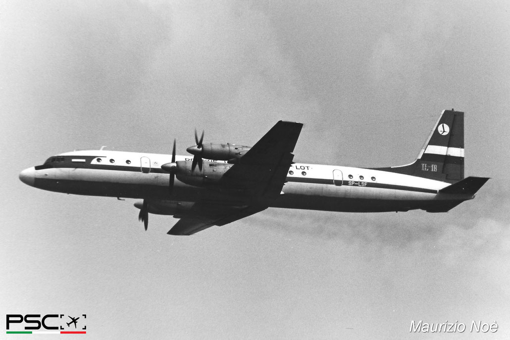 SP-LSF Ilyushin IL-18V 185008601 86-01 AI-20K LOT Polish Airlines  1965 © collezione Maurizio Noè p.g.c. - Piti Spotter Club Verona