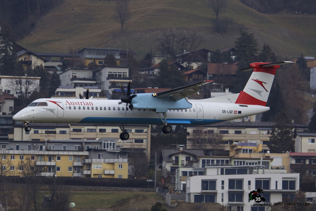 OE-LGF DHC-8-402 4068 Austrian Airlines @ Innsbruck Airport 09.01.2016 © Piti Spotter Club Verona