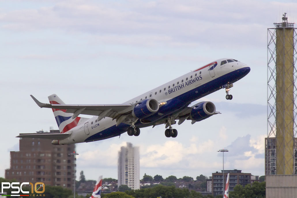 G-LCYW  ERJ190SR  19000163  BA CityFlyer  @ London City Airport ©  2022 Piti Spotter Club Verona