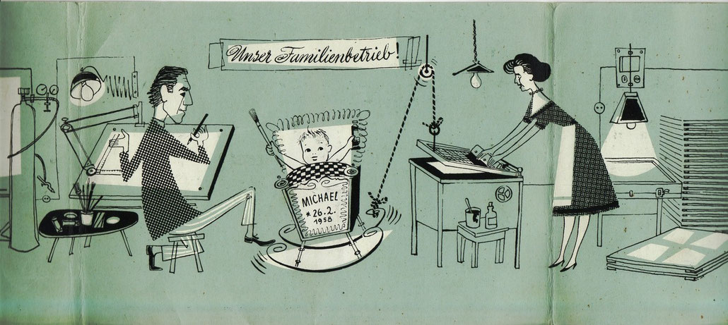 Silkscreen-Printers Studio in Vienna 1958. Kahlenberger Straße 74 Wien.