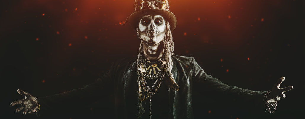 bild von baron samedi mit text für sommeraktion