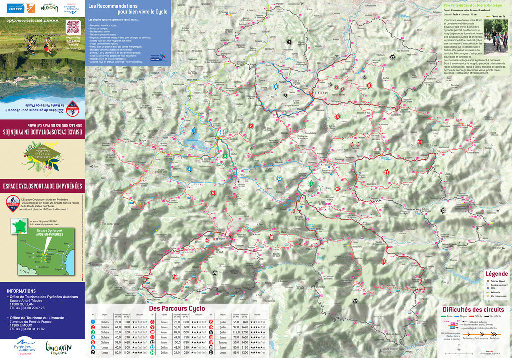 Carte cyclo Aude en Pyrénées