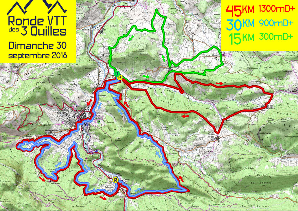 Ronde VTT des 3 Quilles 2018 - Plan des parcours