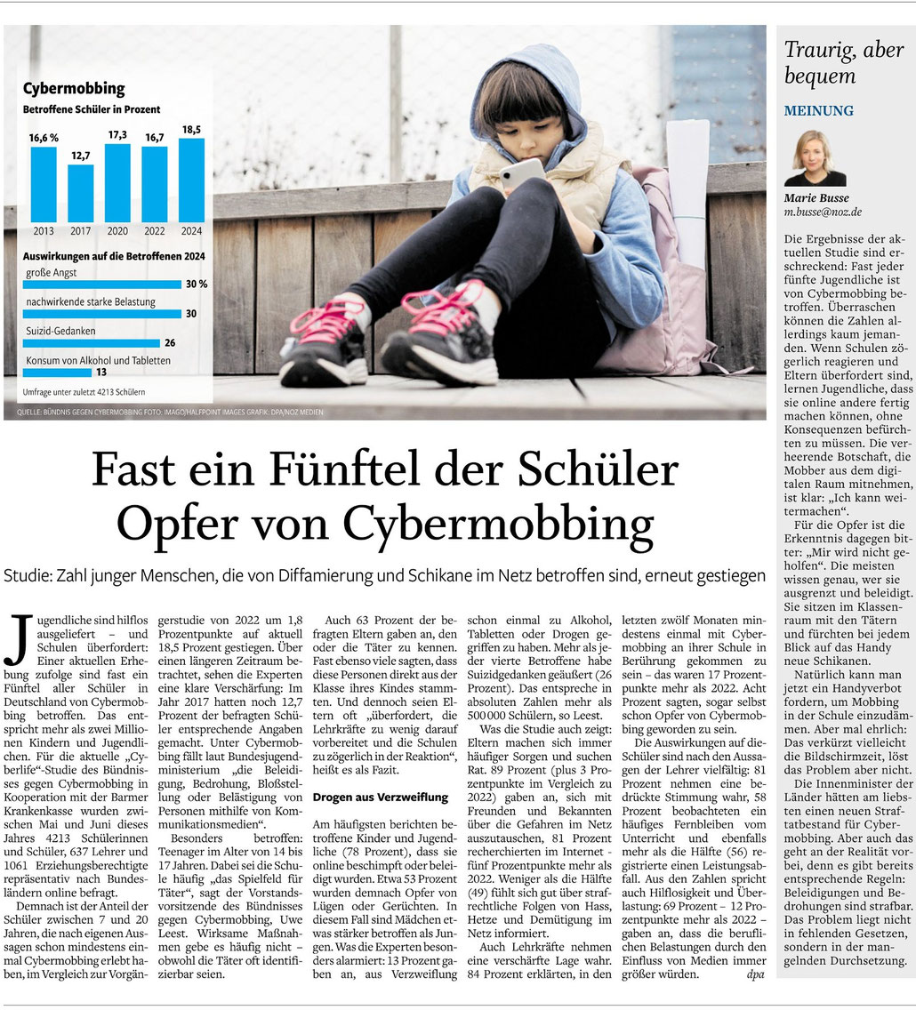 Quelle: NOZ v. 24.10.2024 Die Meinung der Kommentatorin ist nicht automatisch die des Stadtelternrates