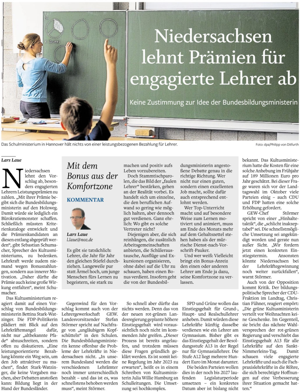 Quelle: Neue Osnabrücker Zeitung vom 24.12.2022. Die Meinung des Kommentators ist nicht automatisch die des Stadtelternrates.