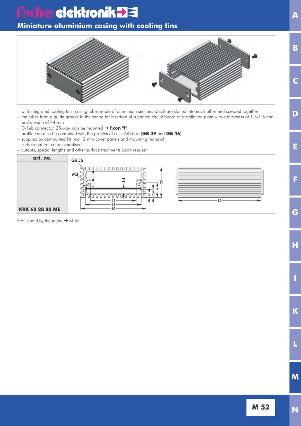 KRK 60 28 80 ME ミニチュアアルミケース  | Fischer Elektronik