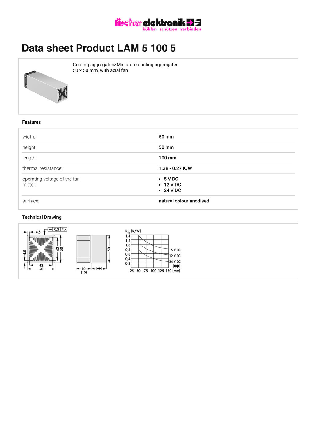 LAM-5-100-05 | 基板実装用軸流ファン付きヒートシンク |Fischer Elektronik