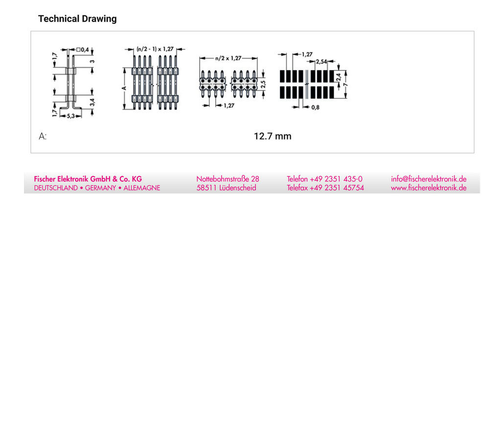 SLV-W-10-SMD-127-72-G | 1.27mm x 1.27ピッチ 段重ね用ピンヘッダー 2列 72ピン