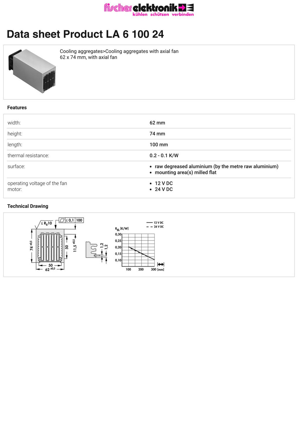 LA-6-100-24 | 軸流ファン付きヒートシンク | Fischer Elektronik