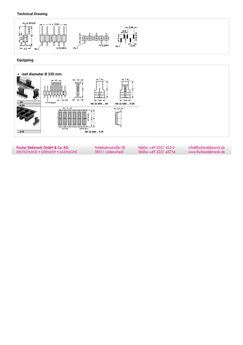 MK-26-SMD-50-G 2.54mmピッチ 表面実装用ピンヘッダー データシート