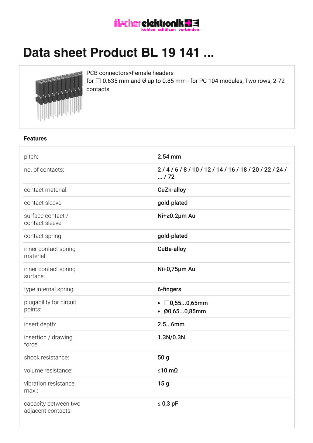 BL-19-141 | PC/104モジュール用ソケットピン 2-72極