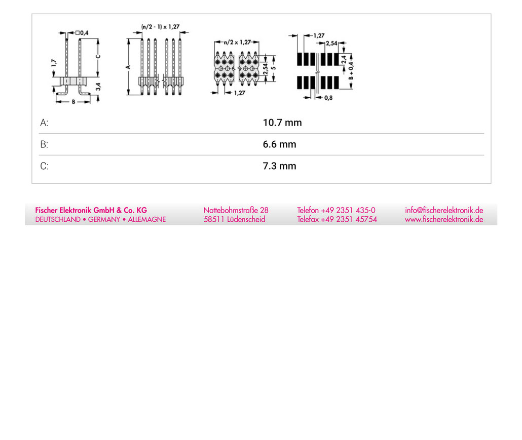 SLV-W-2-SMD-073-72-G | 1.27mmピッチ ピンヘッダー2列 72ピン連結