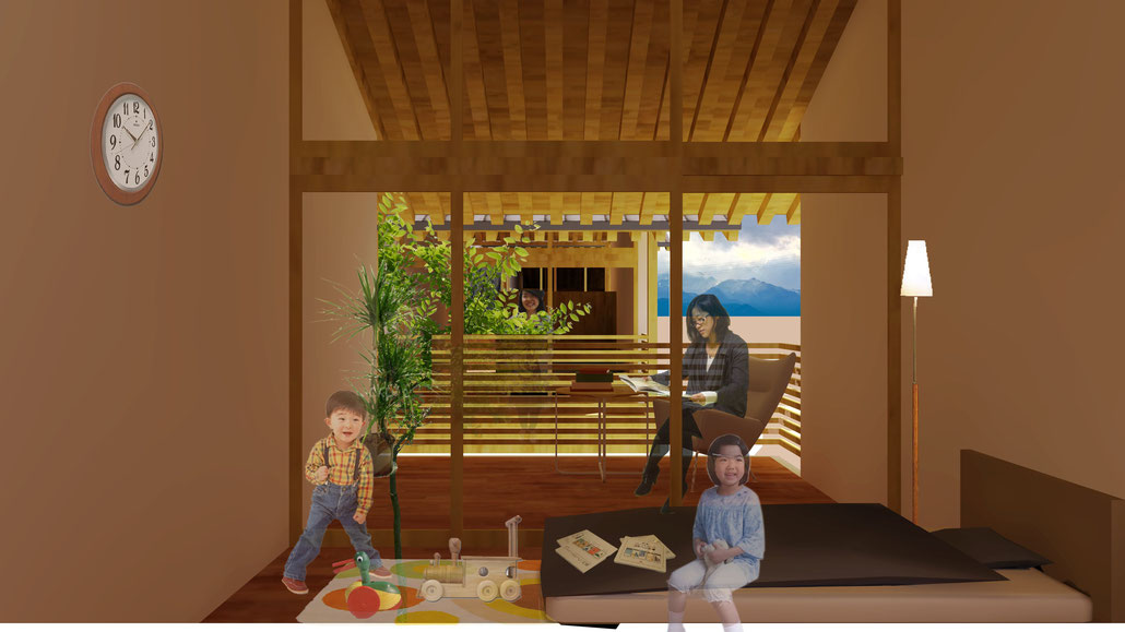 角建築研究室(代表 角大輔)による愛媛県西条市の戸建住宅の寝室の提案