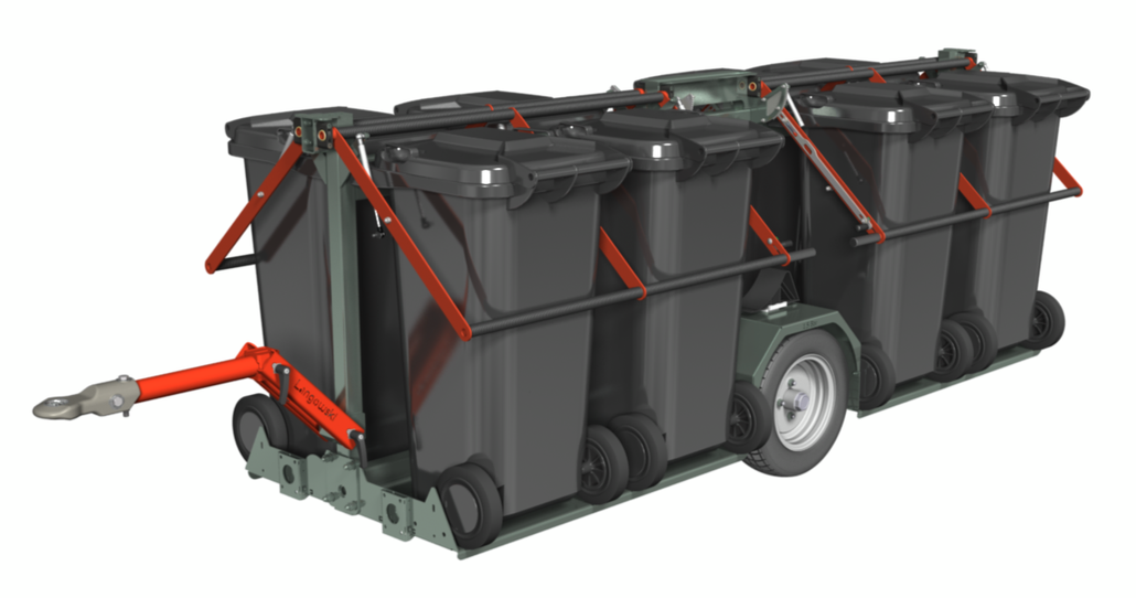 Mülltonnen Anhänger, Mülltonnen transportieren, Mülltonnenanhänger, Transport, Transportwagen, Müllbehälter Logistik