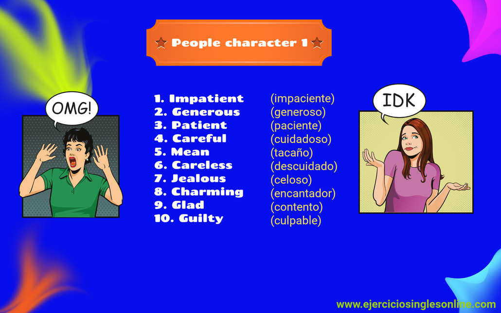 vocabulario personalidad inglés