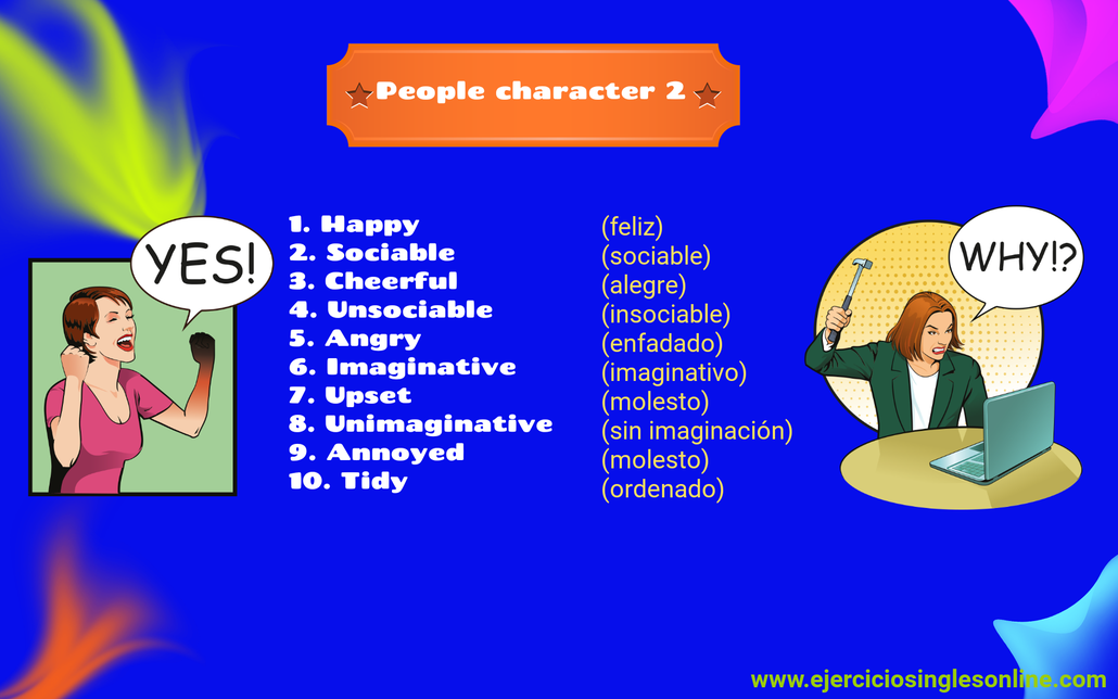 vocabulario personalidad inglés