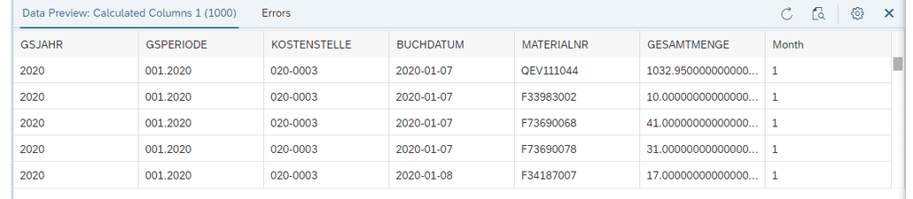 data preview