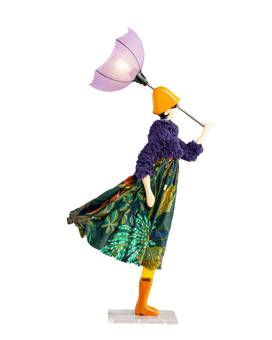  Elegante Skitso Figuren-Tischlampe mit Blumen-Kleid als stilvolle Designerleuchte für moderne Schweizer Wohnräume.