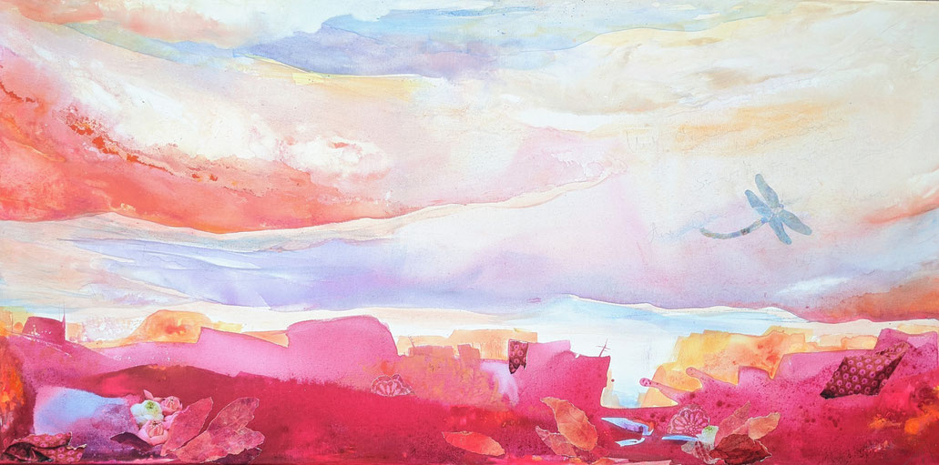 Welten, Mischtechnik auf Leinwand,  60 x 120 cm, 2023
