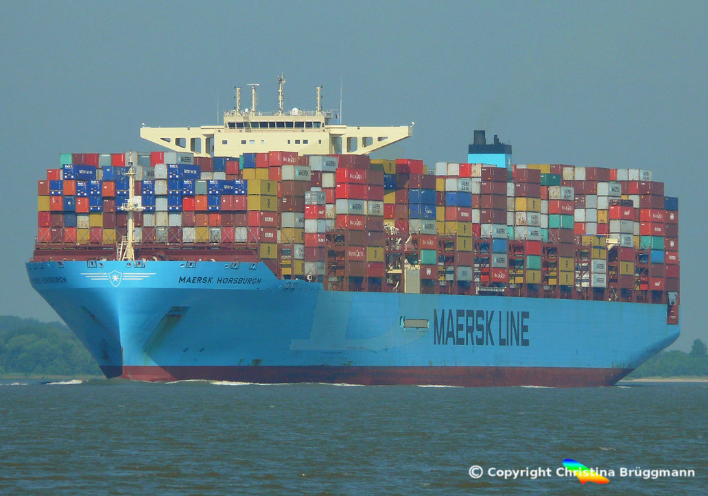 Containerschiff MAERSK HORSBURGH, der Maersk-H Klasse, erstmals in Hamburg