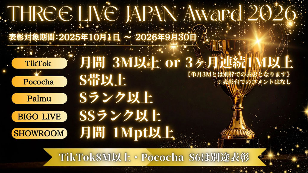 THREE LIVE JAPAN AWARD 2026 追加ルールのお知らせ
