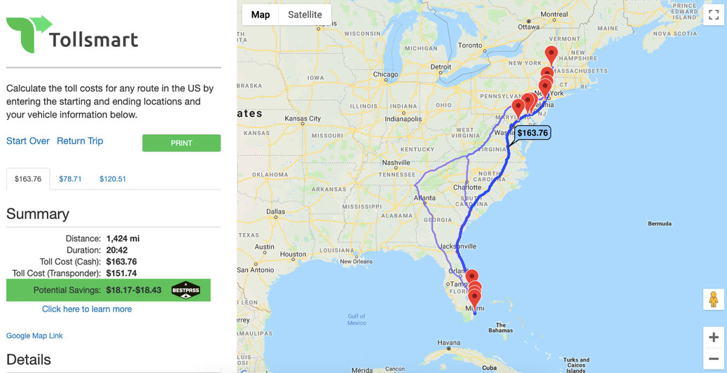 Trip Calculators Tollsmart