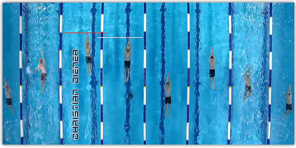 50m Rücken, Christian taucht mit Vorsprung auf.